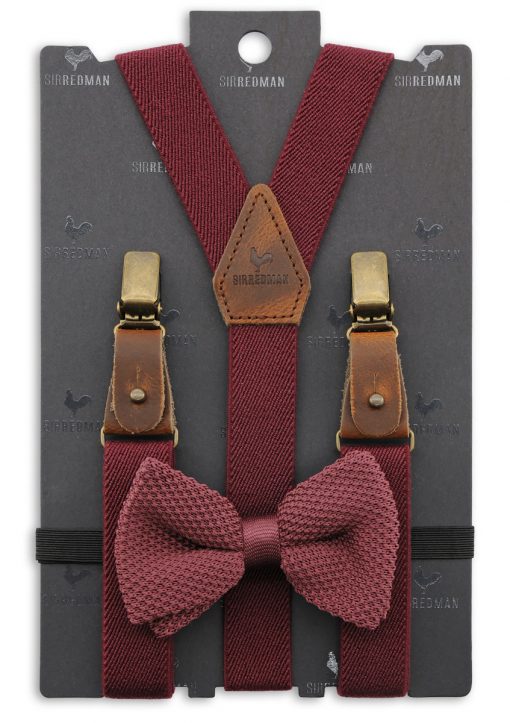 Sir Redman kids bretels combi pack mr buck burgundy mauve