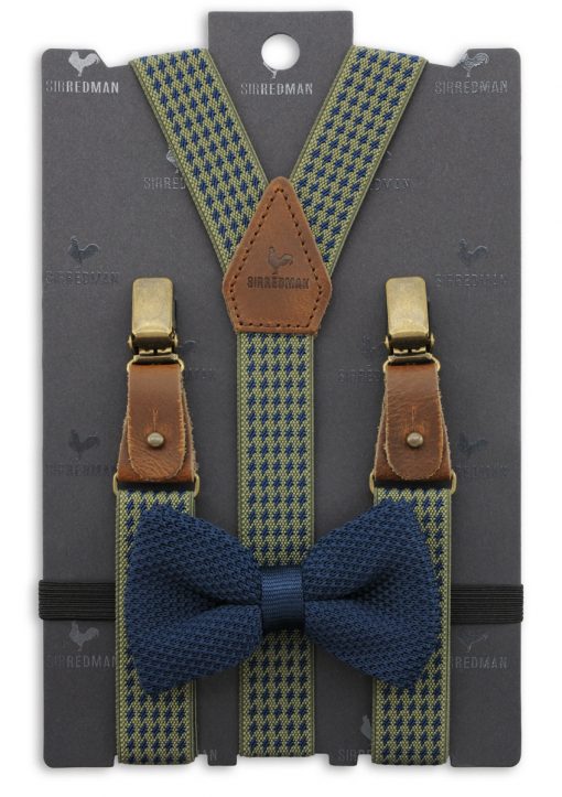Sir Redman kids bretels combi pack mr dolph dogtooth groen blauw