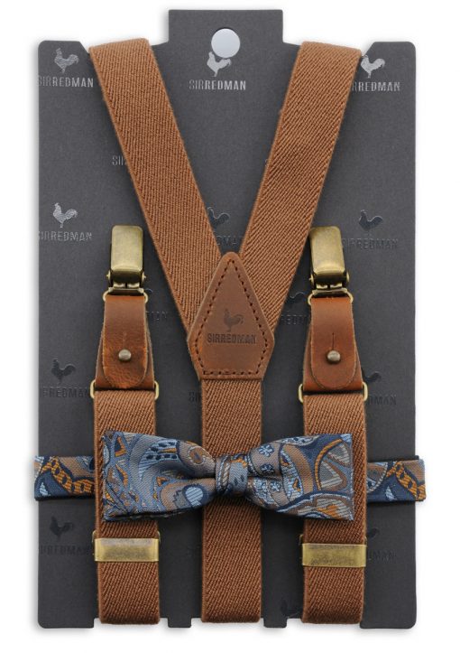 Sir Redman kids bretels combi pack paisley charm bruin blauw