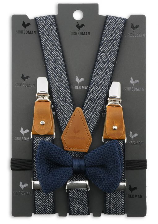 Sir Redman kids bretels combi pack visgraat motief blauw