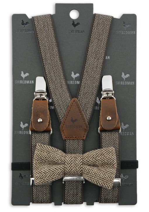 Sir Redman kids bretels combi pack connor herringbone beige bruin