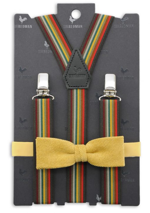 Sir Redman kids bretels combi pack willem corduroy geel rood groen