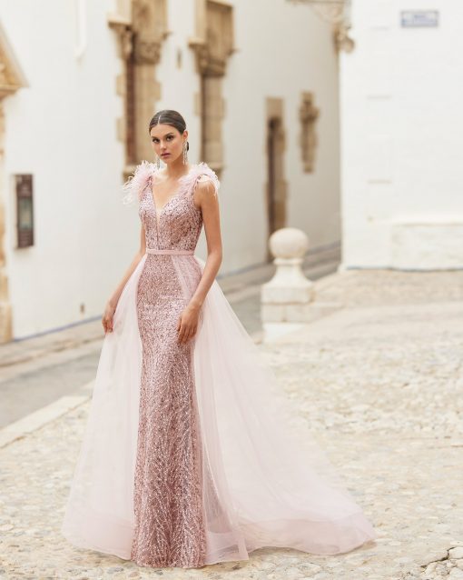 Gekleurde trouwjurk oud rose