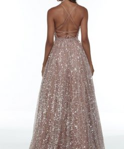 rose glitterjurk plus size