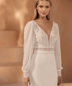 Bruids top van kant en chiffon