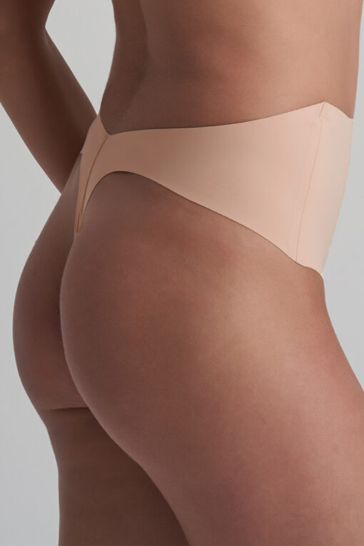 low back mid waist thong beige