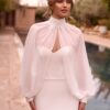 chiffon bruidstop met cape mouwen