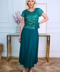 Jurk met glitter bovenkant en een bloem