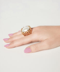 ring met parel en strassteentjes